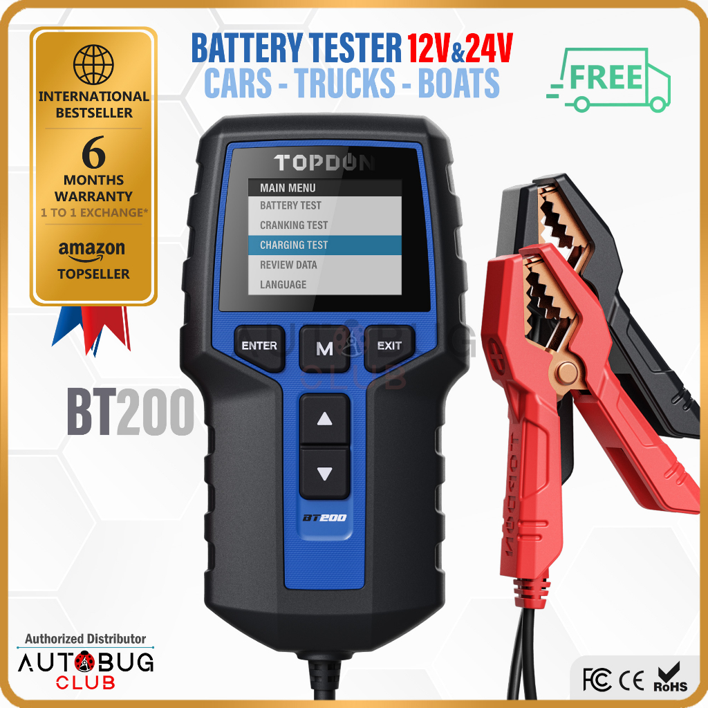 TOPDON BT200 Vehicle 12V 24V Car Truck Battery Tester 100 2000 CCA