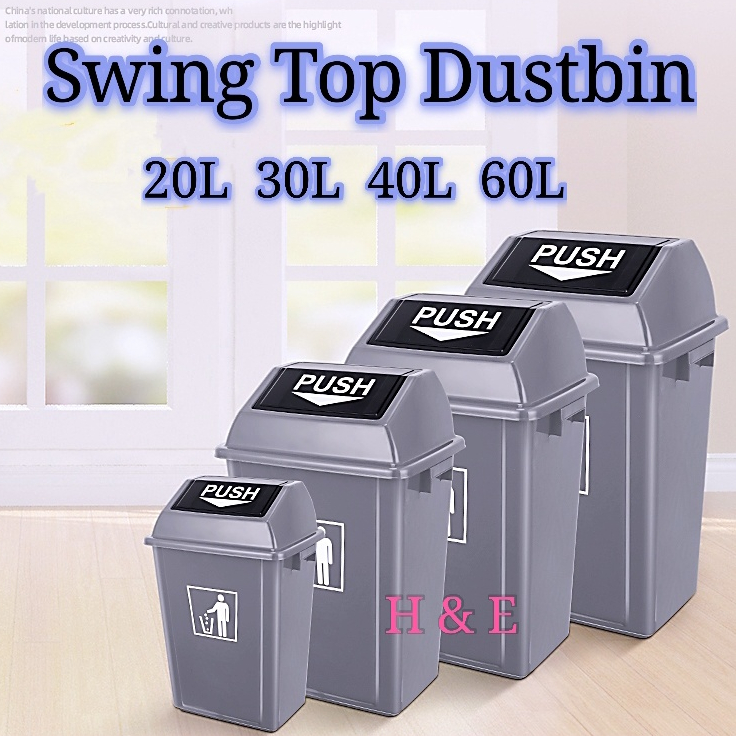 Swing Top Dustbin Recycle Dustbin Flip Top Bin Tong Sampah L