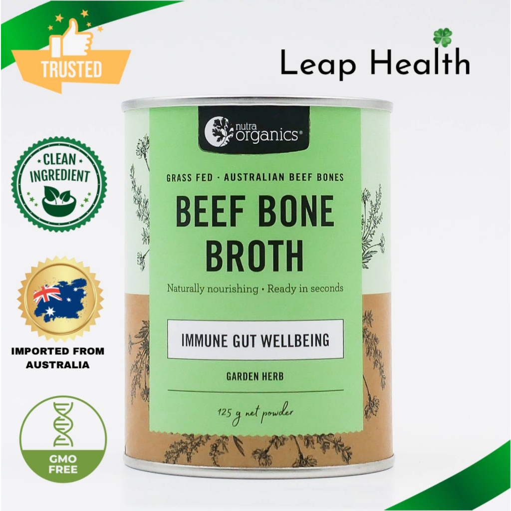 Nutra Organics Beef Bone Broth Garden Herb Low Sodium Natural Zinc