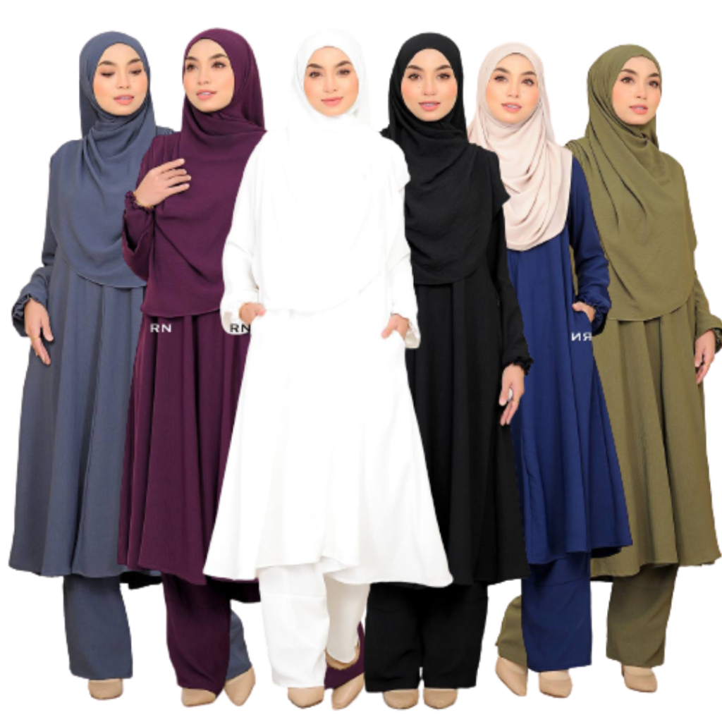 Suit Marissa 12 0 Baju Umrah Putih Jubah Seluar Haji Ironless Hitam