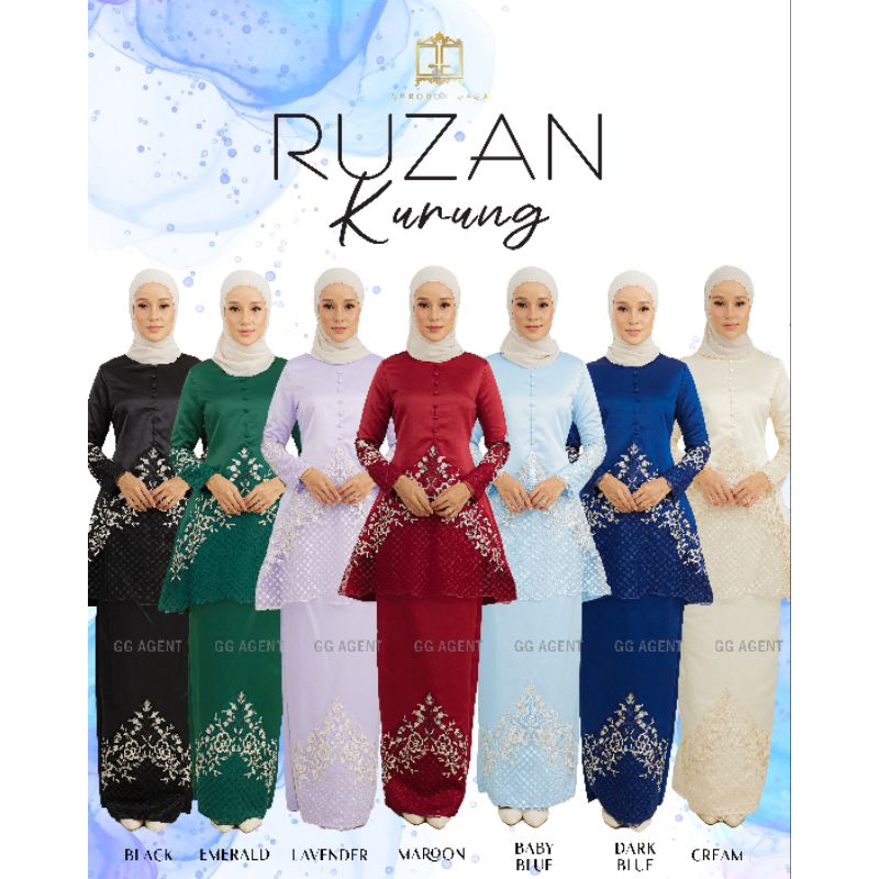 RUZAN KURUNG MODERN PAHANG BAJU NIKAH BERTUNANG DUCHESS SATIN Shopee