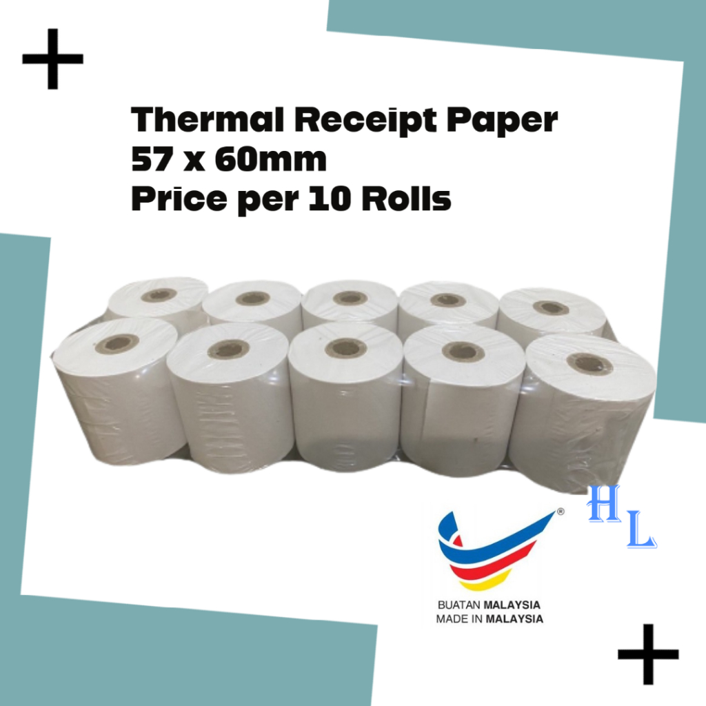 Thermal 57x60 Cashier Roll Thermal Receipt Paper With Core 10