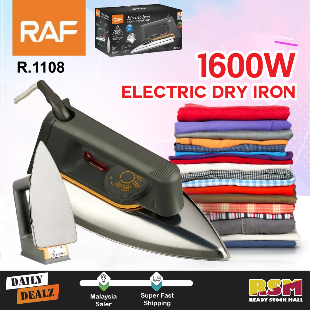 RAF Electric Dry Iron Adjustable Temperature For Clothes Stainless