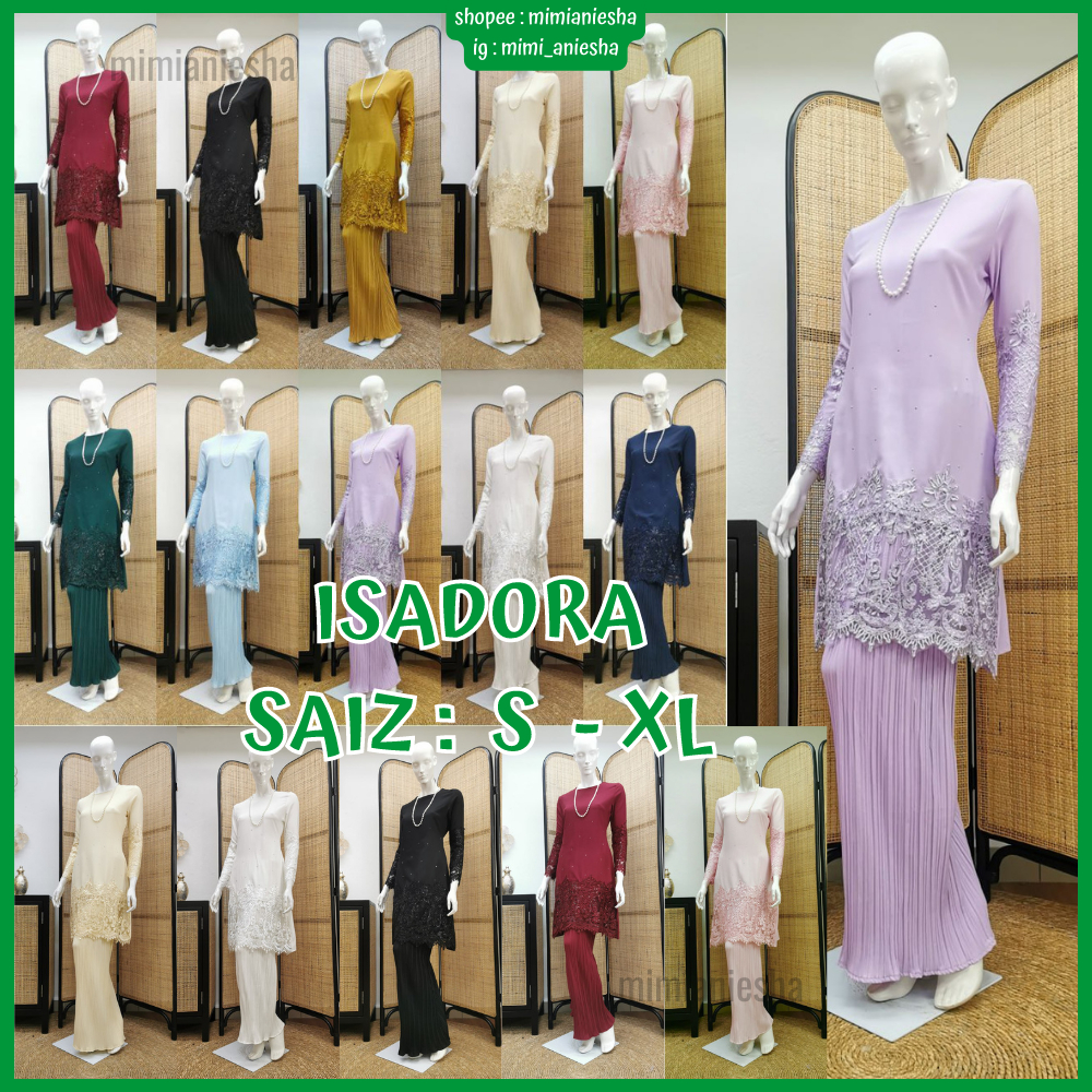 Isadora Pleated Kurung Baju Kurung Lace Baju Kurung Moden Baju Raya