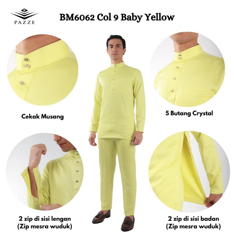 BAJU MELAYU MODERN SLIM FIT BAJU RAYA 2023 YELLOW CREAM NUDE PURPLE