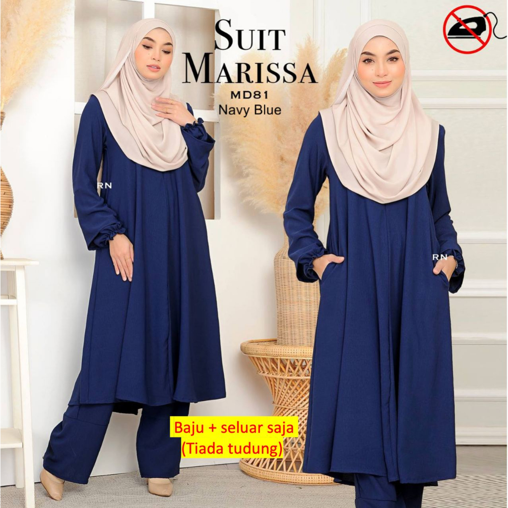 MARISSA Suit 12 0 Jubah Seluar Umrah Haji Muslimah Cey Ironless S 3XL