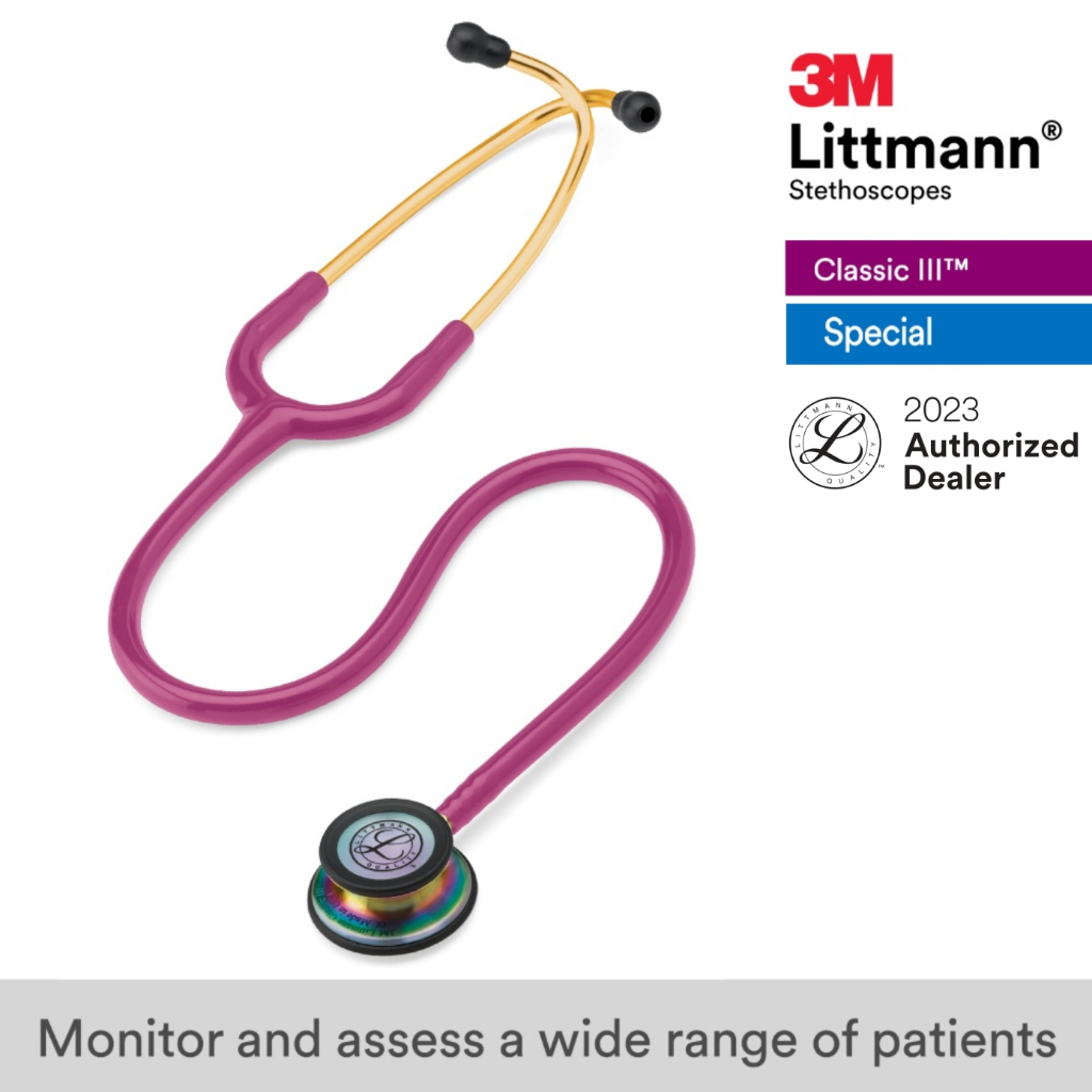 M Littmann Classic Iii Stethoscope Raspberry Tube Rainbow Finish