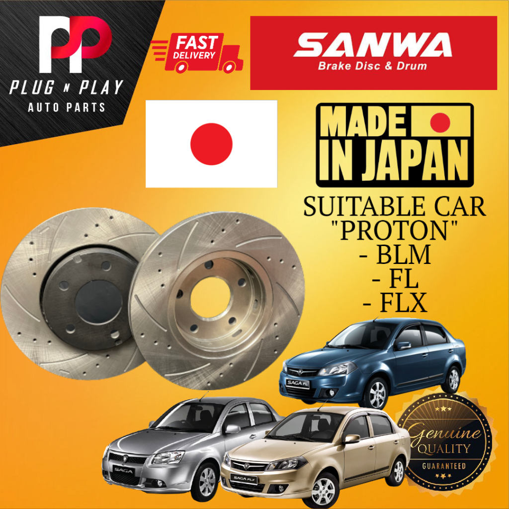 Proton Saga Blm Fl Flx Front Disc Rotor Sport Slotted Drilled