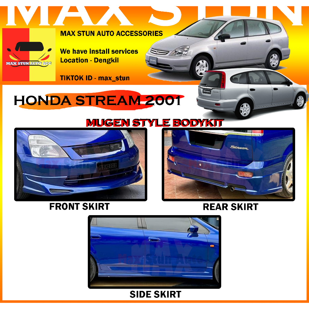 Honda Stream Mugen Full Set Bodykit Mg Bumper Skirt Lip Front