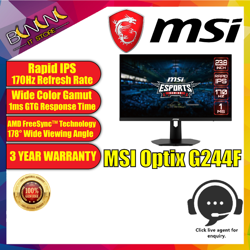 Msi Optix G F Gaming Monitor Rapid Ips Hz Ms Shopee