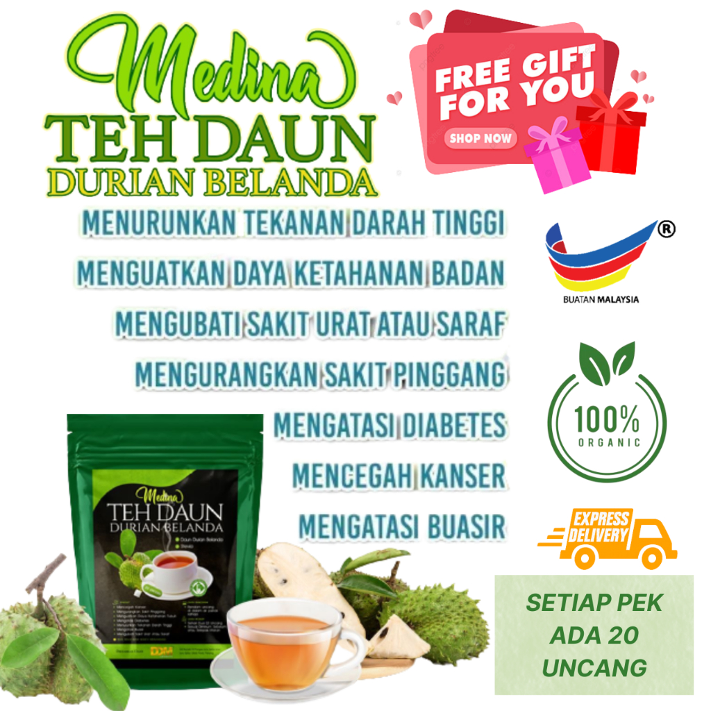 Ready Stock Original Teh Daun Durian Belanda Khasiat Solusi