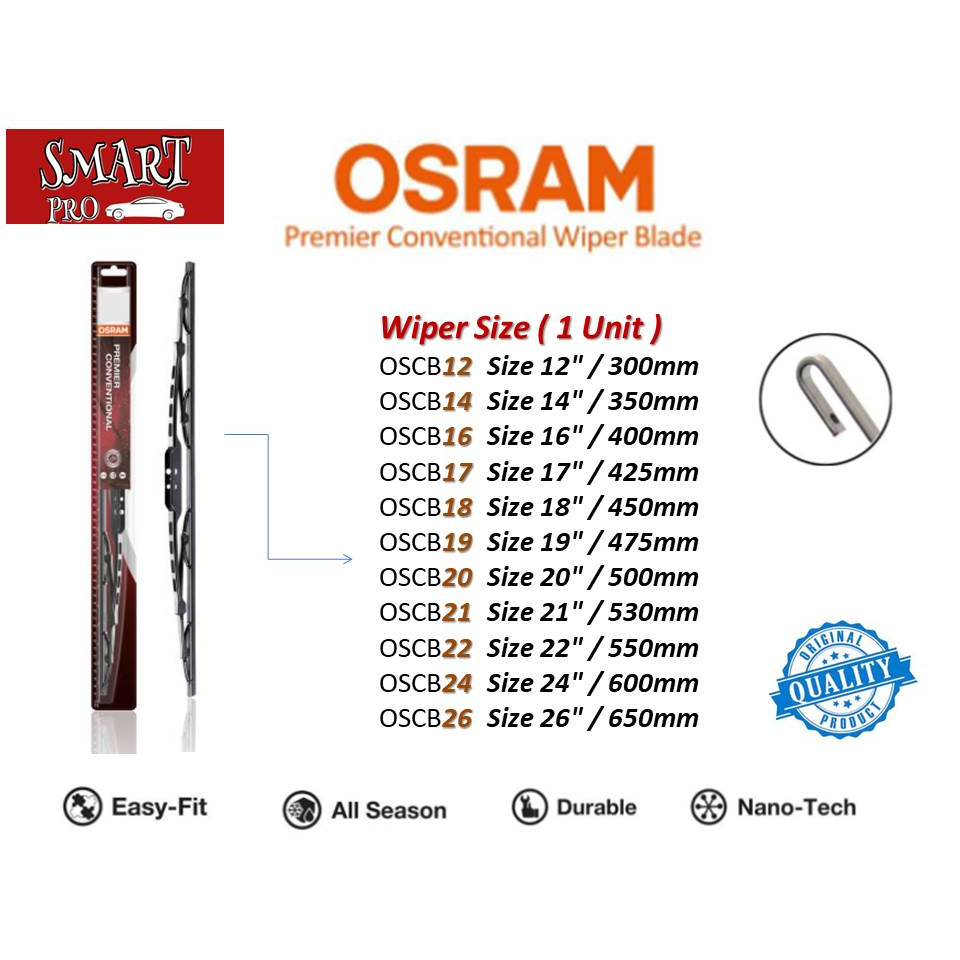 Osram Premier Conventional Wiper Blade U Hook Shopee Malaysia