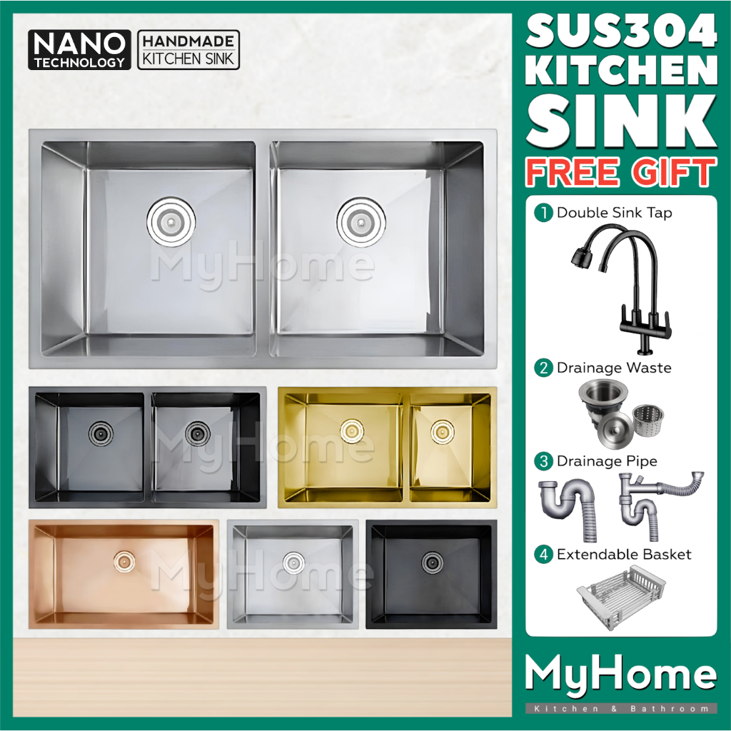 NANO SINK FREE DOUBLE TAP SUS304 Stainless Steel Handmade NANO