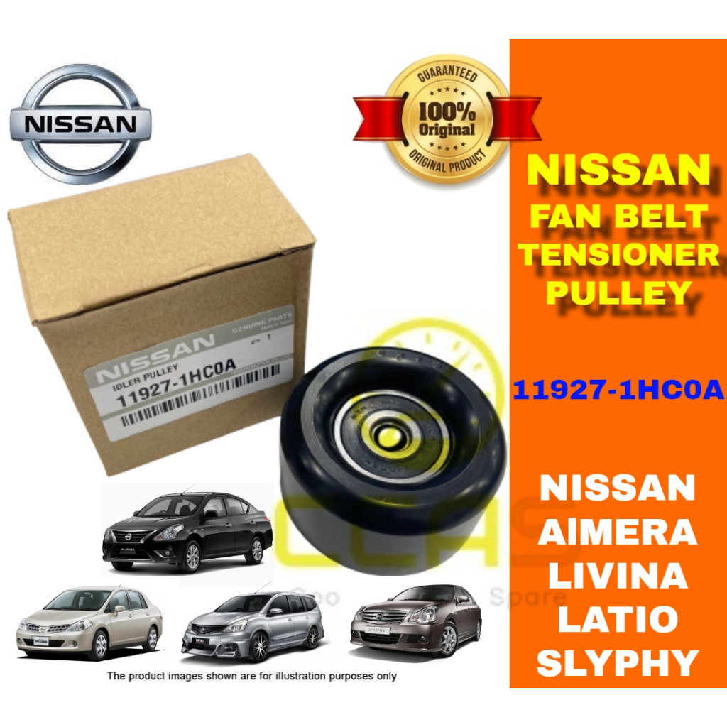 Original Nissan Fan Belt Tensioner Idler Pulley Bearing Latio