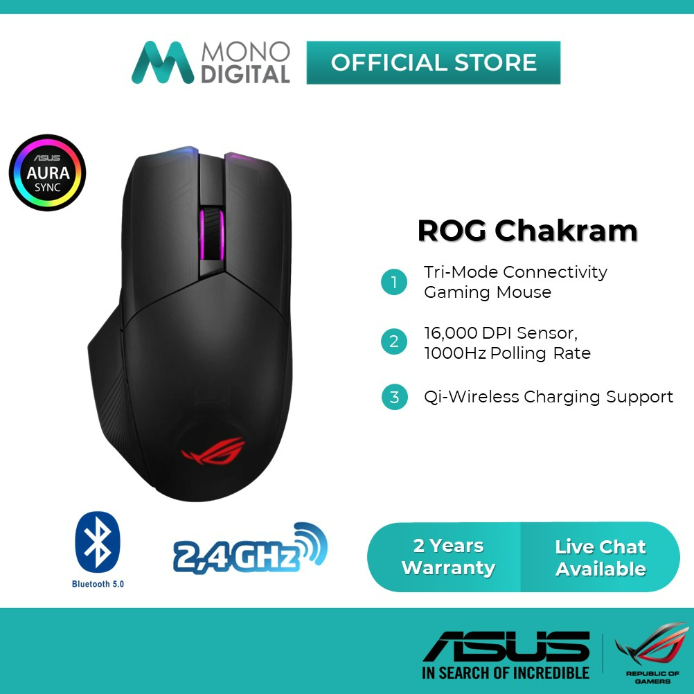 Asus Rog Chakram Chakram Core Rgb Wired Wireless Gaming Mouse With Qi