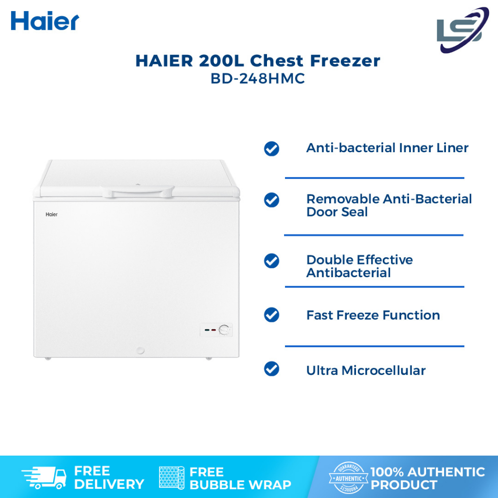 HAIER 200L Chest Freezer BD 248HMC Ultra Microcellular 6 In 1