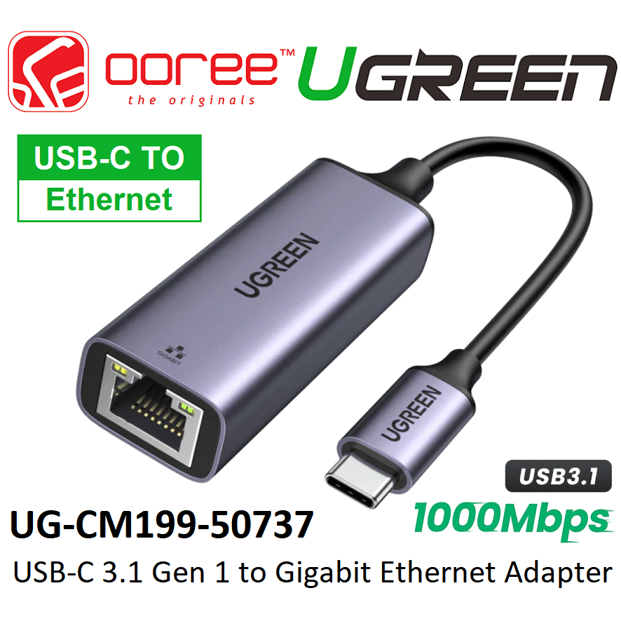 UGREEN CM199 USB C 3 1 GEN 1 TO GIGABIT ETHERNET NETWORK ADAPTER CABLE