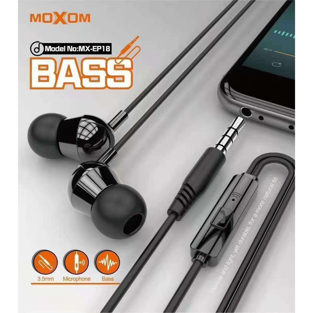 NEW MOXOM MX EP18 SUPER BASS EARPHONE WIRED IN EAR