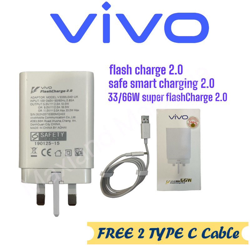 100 Original Vivo 33w 66w Fast Charger Flash Charge Adapter With Type