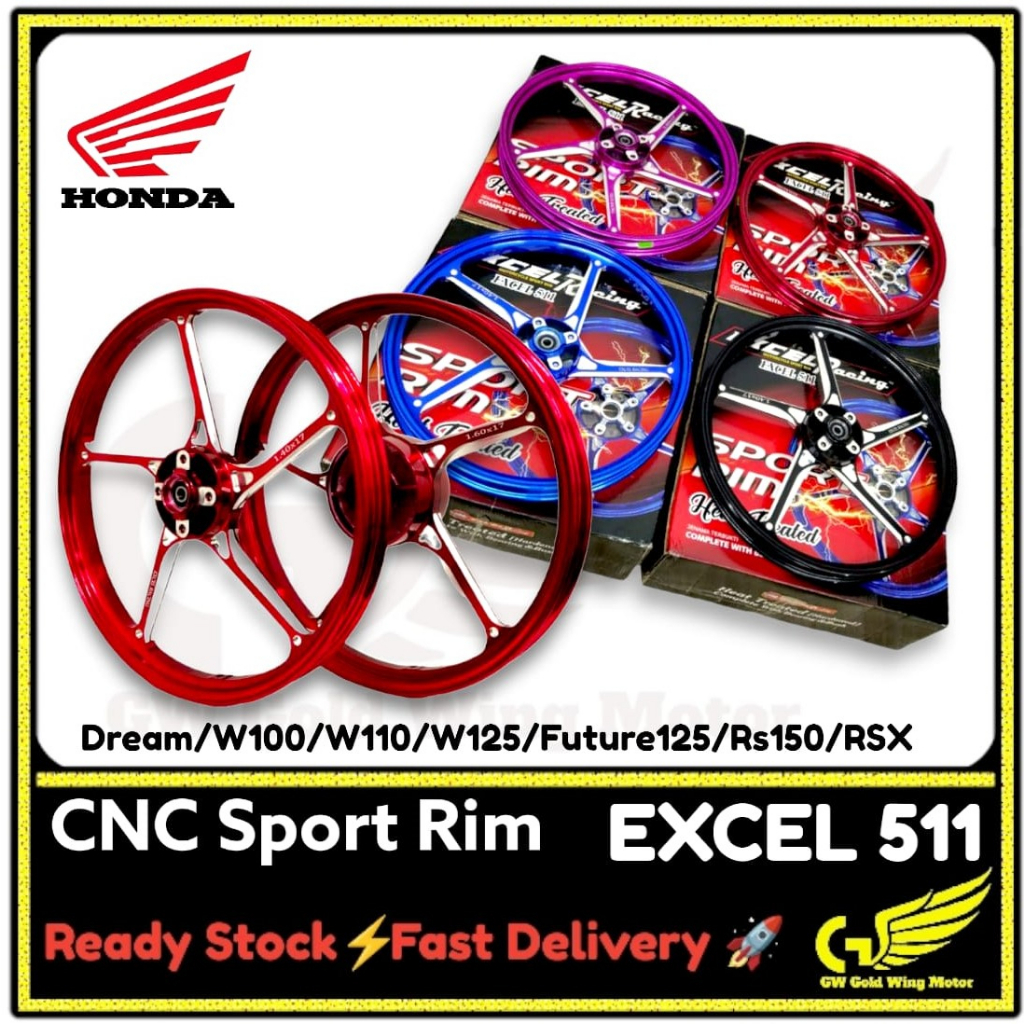 EXCEL 511 FG511 CNC LAY SPORT RIM SET HONDA EX5DREAM W100 W125 W110