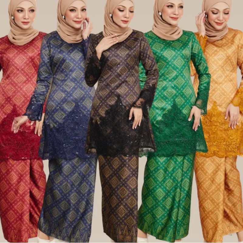 Dayang Songket Baju Kurung Moden Baju Raya Songket Tenun Lace