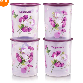 READY STOCK Tupperware One Touch Window Canister Set 1 25L 4 Pcs