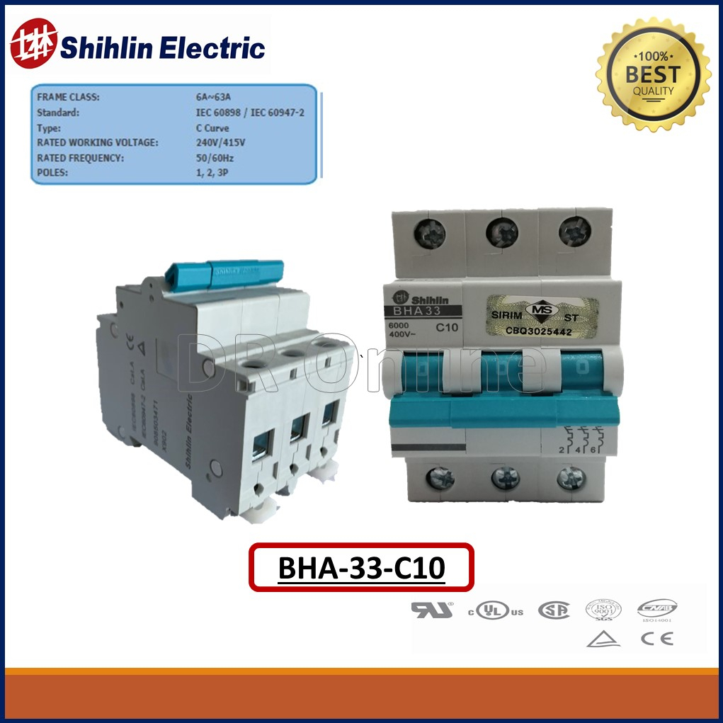 Shihlin 3P MCB 6KA 6A 10A 16A 20A 32A 40A 50A 63A Miniature Circuit