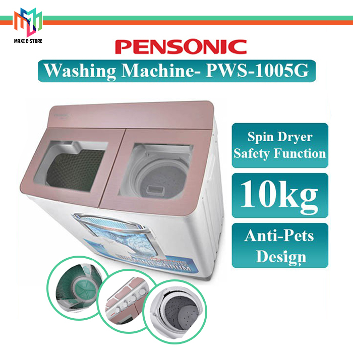 Pensonic 10KG Stainless Steel Drum Semi Auto Washing Machine PWS