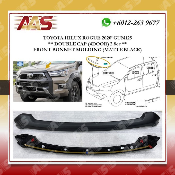 TOYOTA HILUX ROGUE 2020 GUN125 DOUBLE CAP 4 DOOR 2 8cc FRONT BONNET