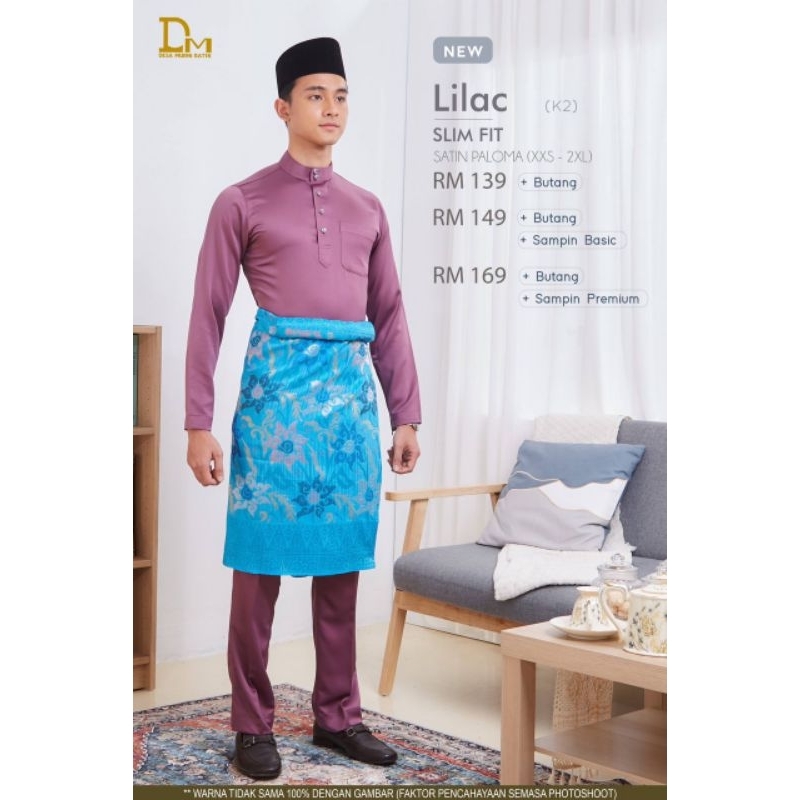 Baju Melayu Slim Fit Muhammad Exclusive Free Butang Dan Sampin