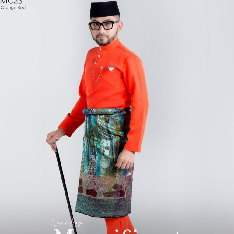 Baju Melayu Orange Red Magnificent By Elrah Shopee Malaysia