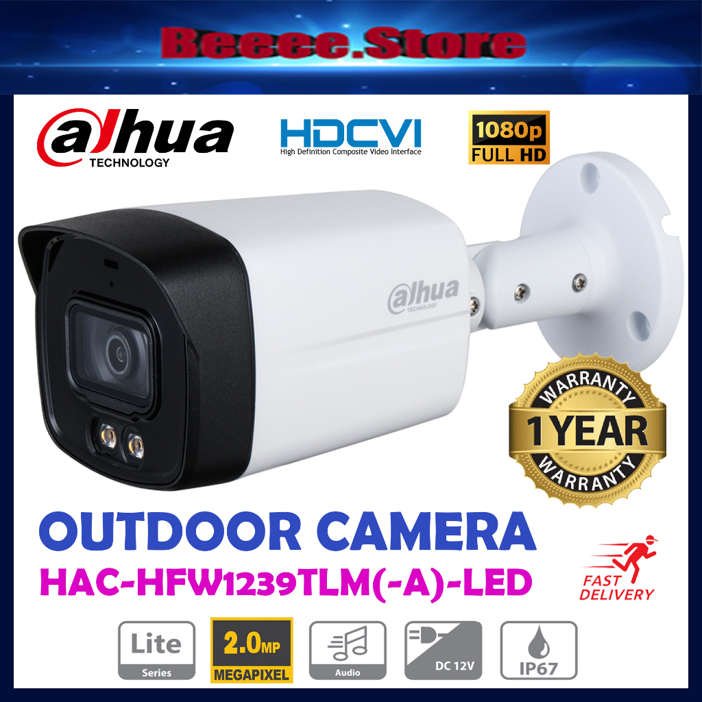 DAHUA HAC HFW1239TLMP A LED 2MP CCTV Camera Full Color Starlight HDCVI