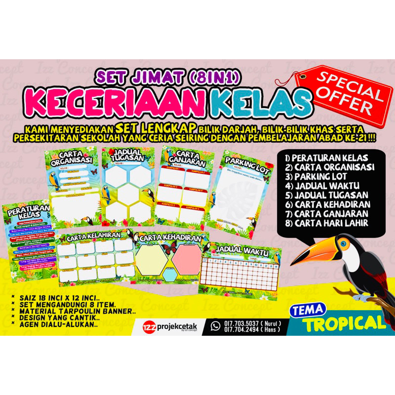 Set Keceriaan Kelas Pak Banner Pcs Besar Jadual Carta Kelas