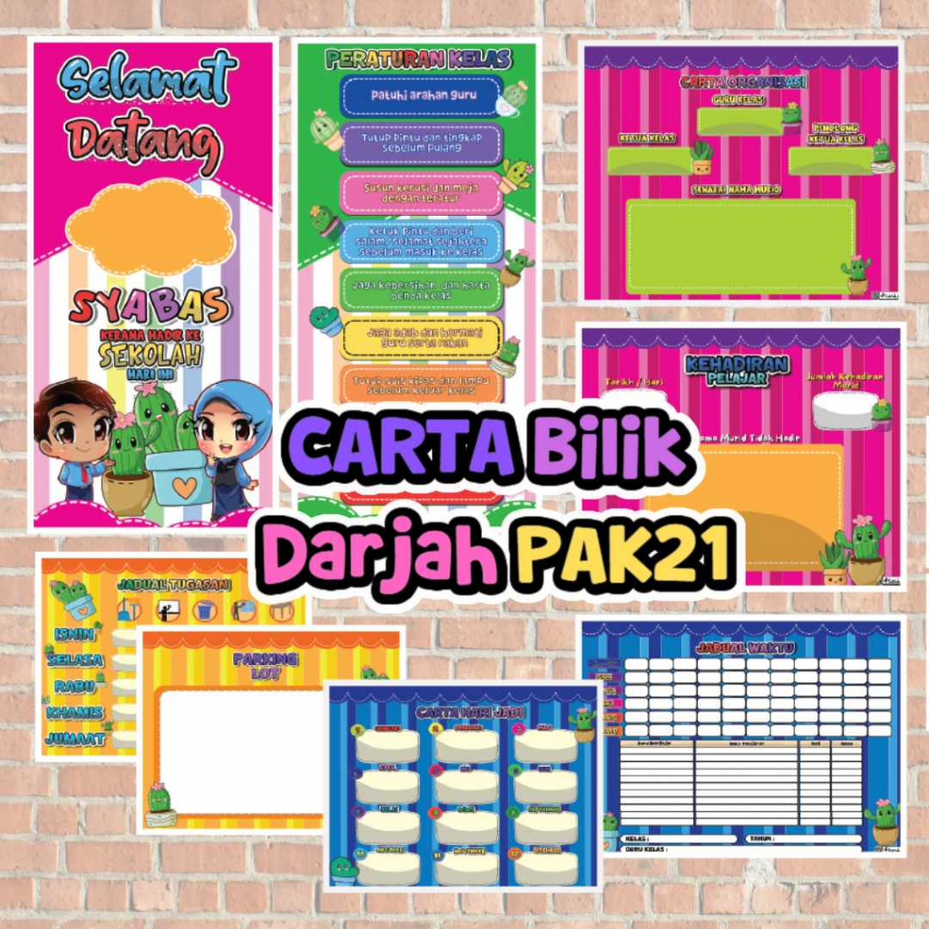 BANNER KECERIAAN KELAS PAK21 CARTA KELAS 8 IN 1 MIX COULOUR Shopee