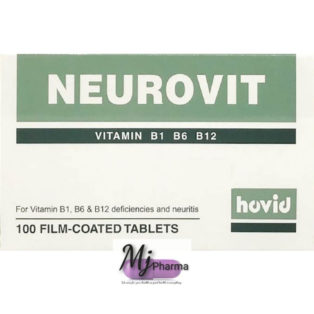 Hovid Neurovit Vitamin B1 B6 B12 Film Coated 100 Tablets With Box