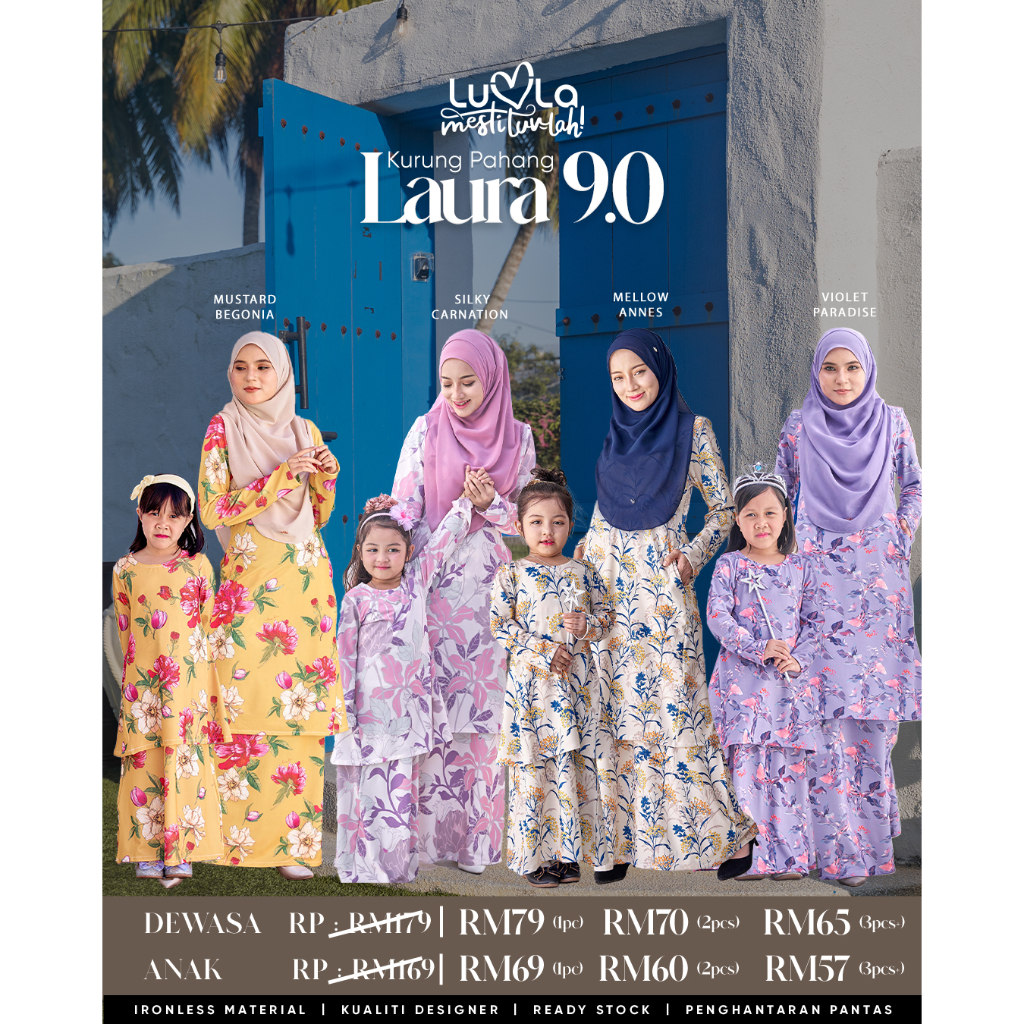 Part Luvla Baju Kurung Pahang Laura Printed Kurung Pahang