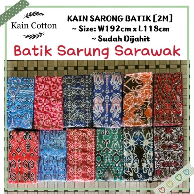 Kain Batik Sarawak Corak Borneo Asli Kain Batik Sarung Siap Jahit Batik