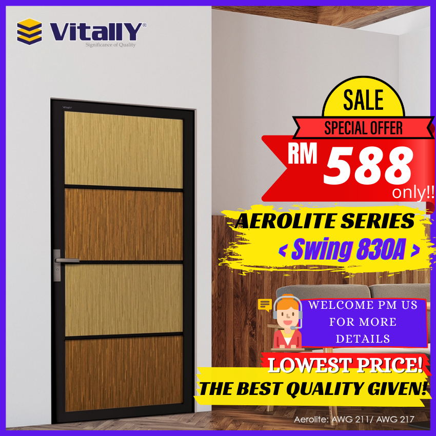 Vitally Aluminium Swing Door Frame 830A Pintu Tandas Aerolite Series