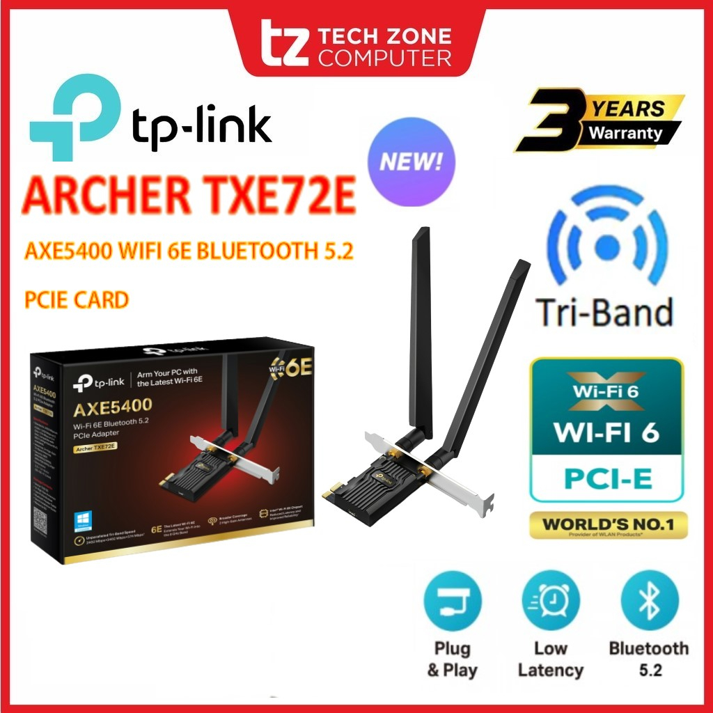 TP LINK Archer TXE72E AXE5400 Wi Fi 6E Bluetooth 5 2 PCIe Adapter