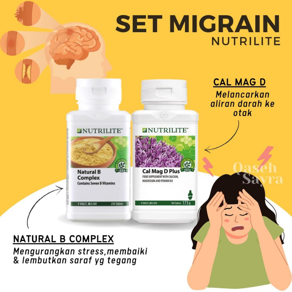 Amway Nutrilite Set Migrain Bajet B Complex Cal Mag D Plus Shopee