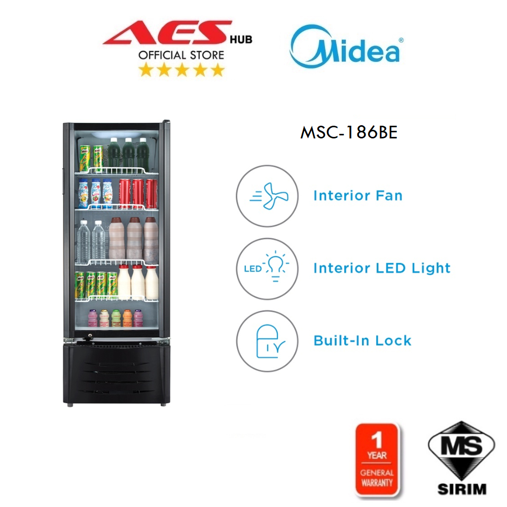 Midea Hollow Tempered Glass Showcase Chiller With Interior Led Light