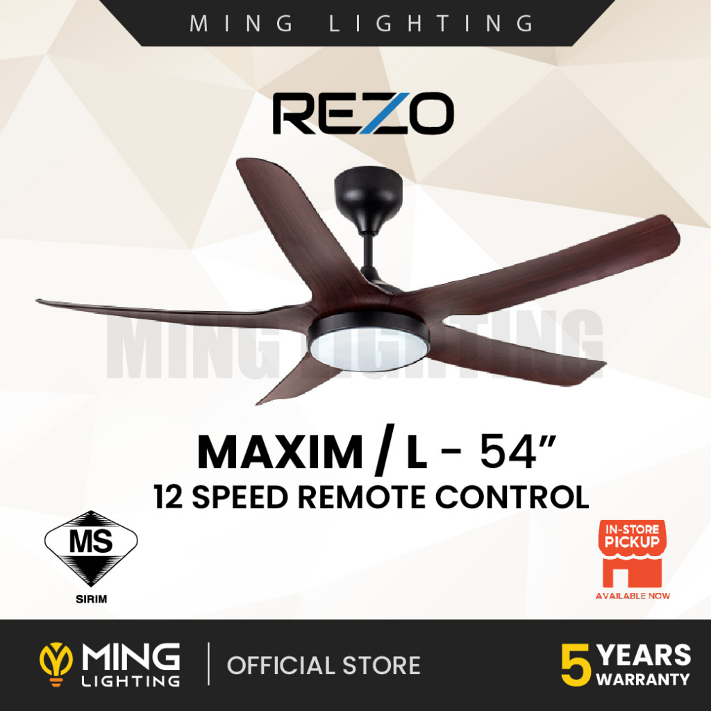 Sirim REZO Ceiling Fan MAXIM 54 LED Signature Model DC Motor Remote