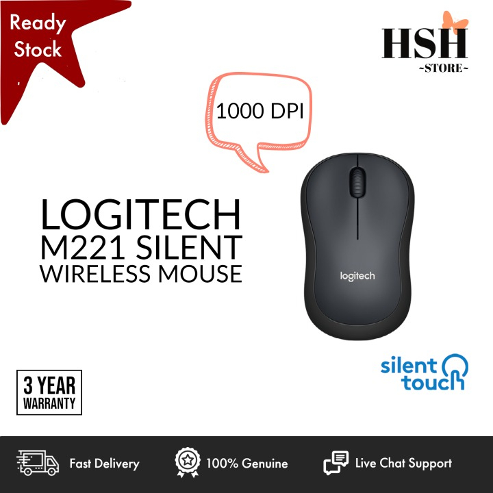 Logitech M Silent Wireless Mouse Charcoal Shopee Malaysia