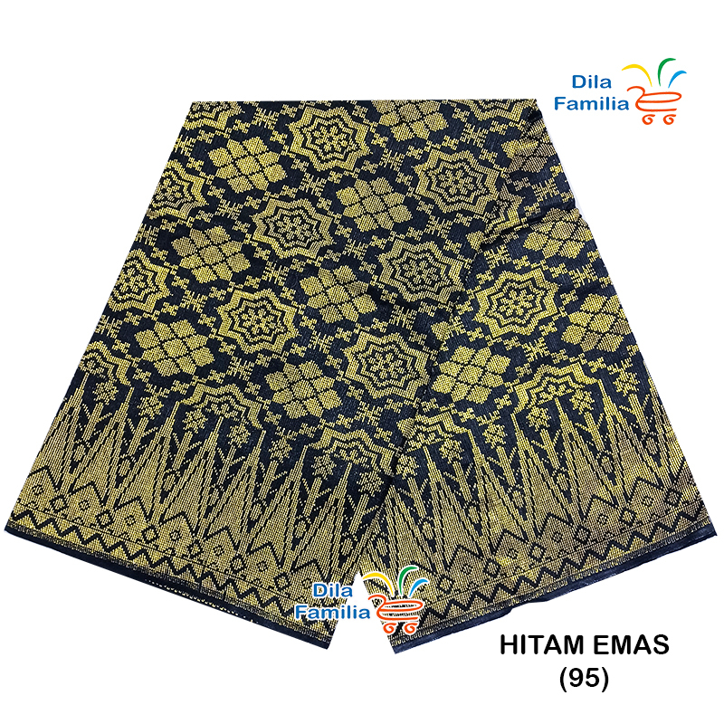 Sampin Songket Tenun Siap Jahit Meter Samping Exclusive Hitam Emas