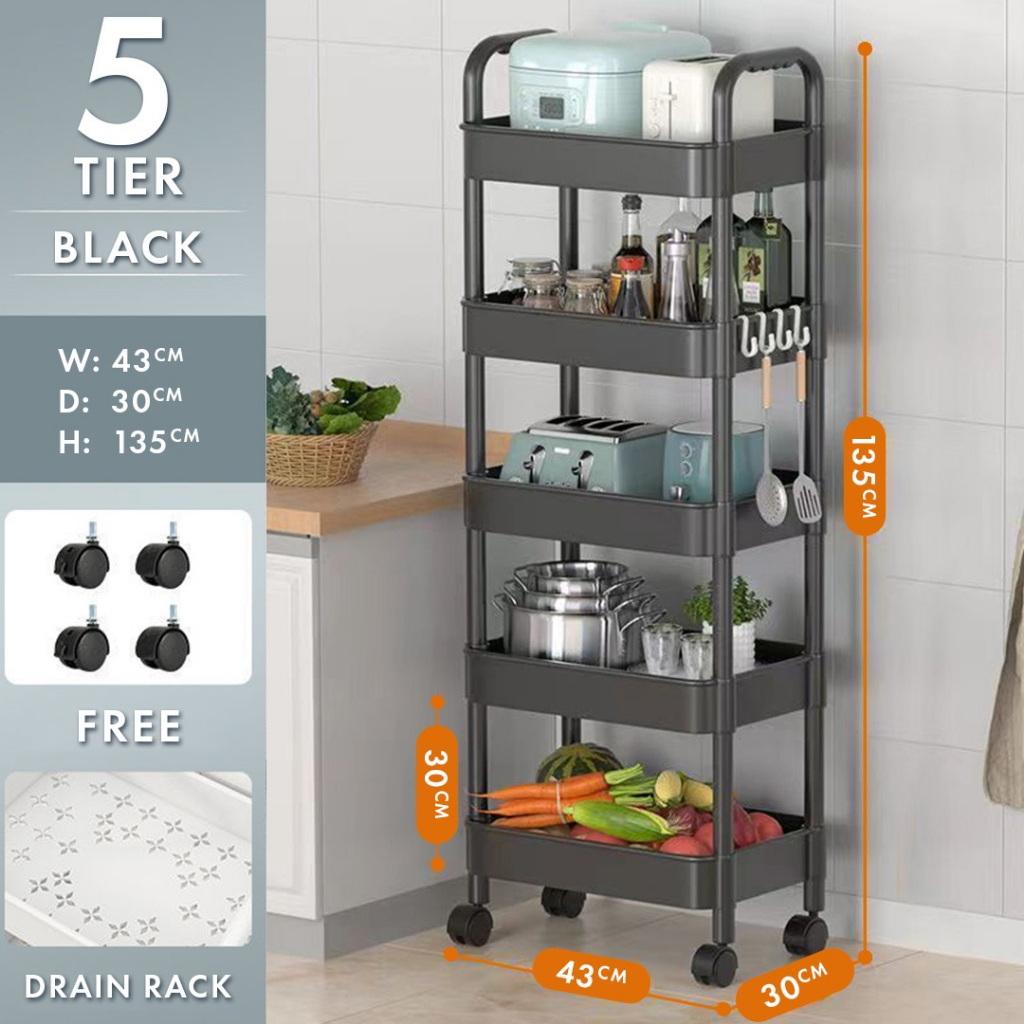 Kenzzo Mora Tier Multifunction Storage Trolley Rack Office