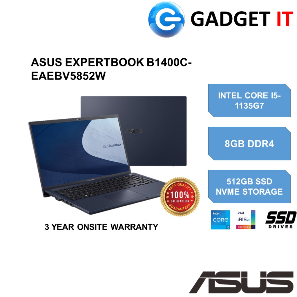 ASUS EXPERTBOOK B1 B1400C EAEBV5852W LAPTOP I5 1135G7 8GB 512GB SSD 14