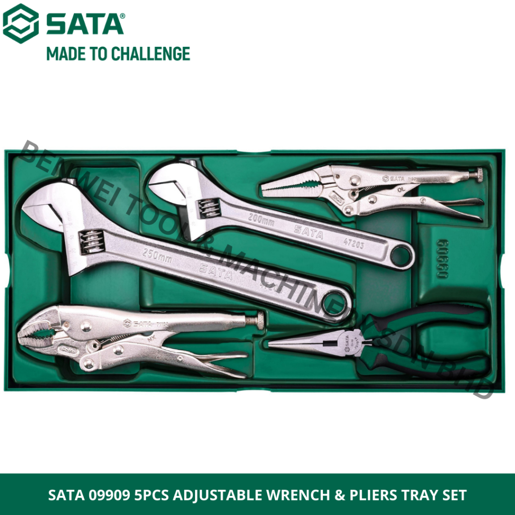 Sata Pcs Adjustable Wrench Pliers Tray Set Adjustable Wrench