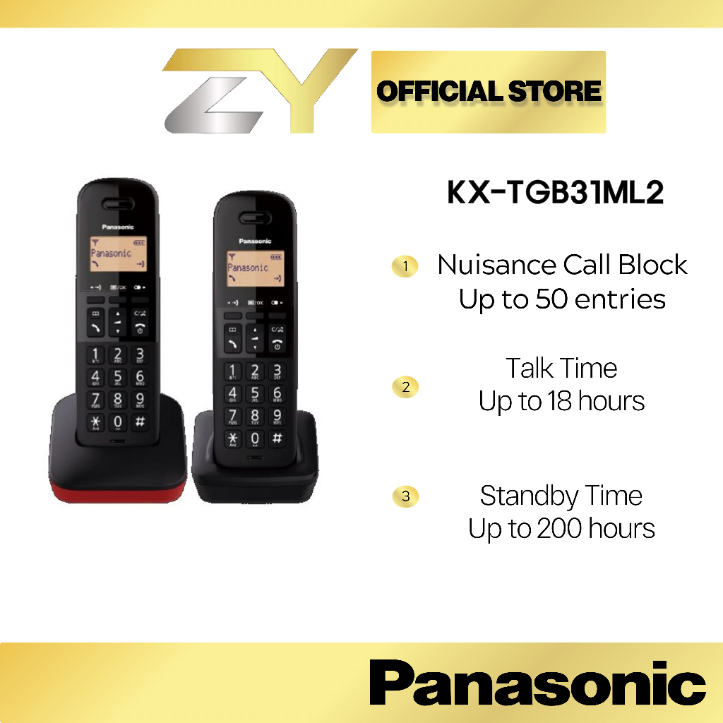 Panasonic Digital Cordless Phone KX TGB31ML2 2 Handsets Random Colour