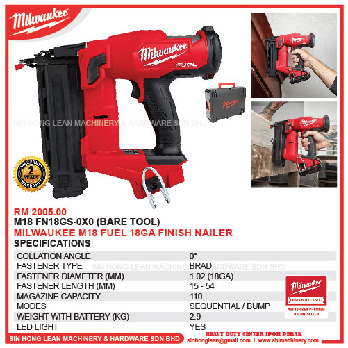 MILWAUKEE M18 FN18GS 0X0 BARE TOOL M18 FUEL 18GA Finish Nailer M18