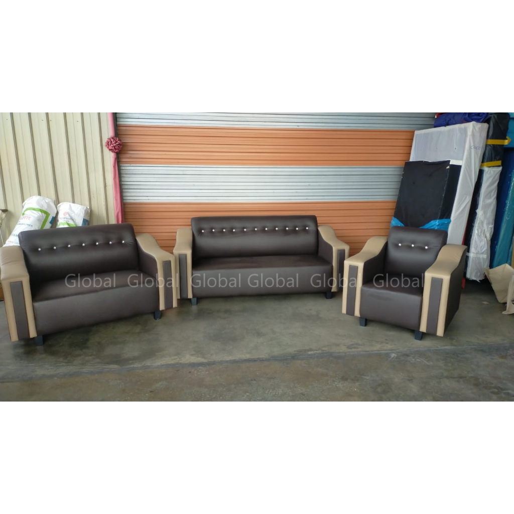 Harga Kilang Ready Stock Pvc Sofa Seater Seater Stool Fabric Sofa